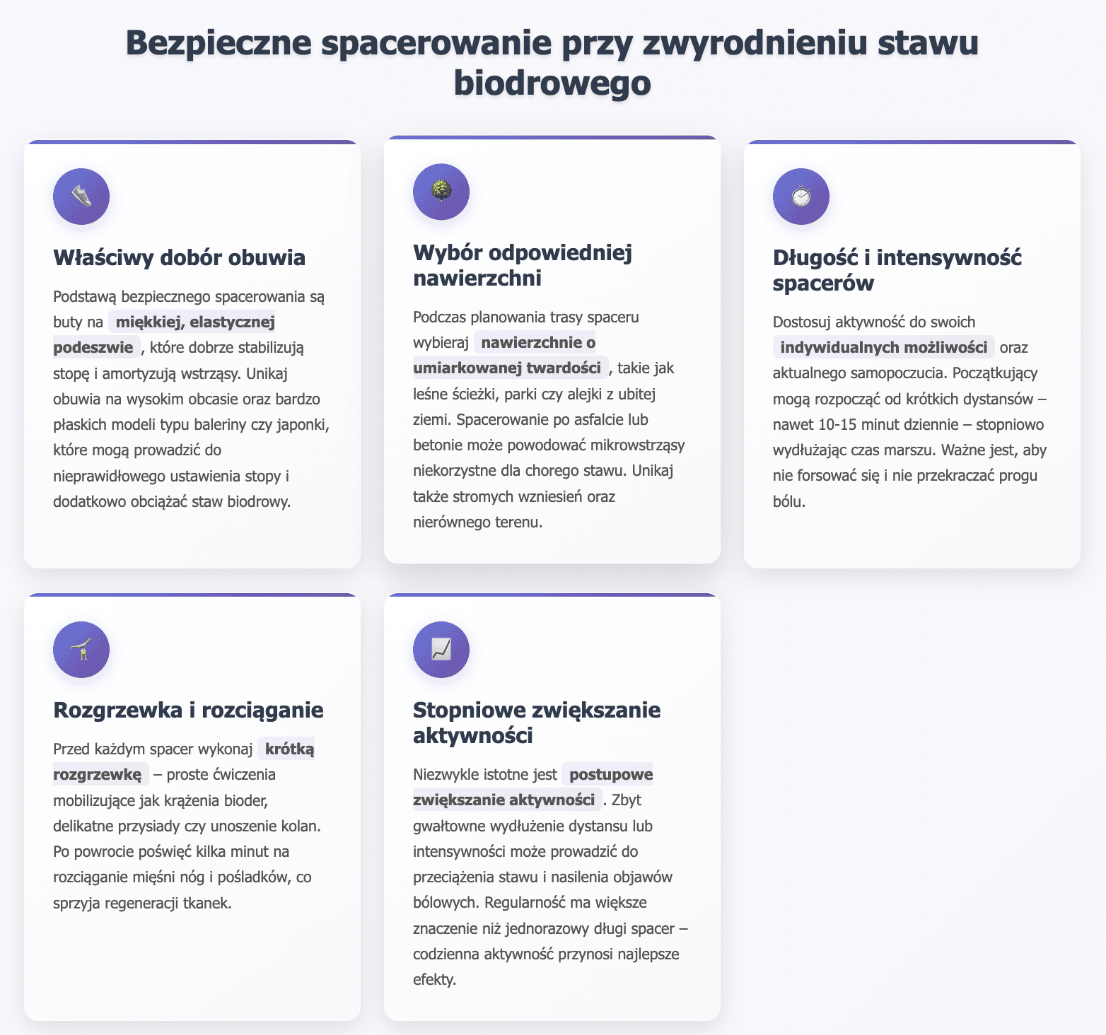 Zwyrodnienie stawu biodrowego a spacery – jak spacerować, żeby dbać o biodra?