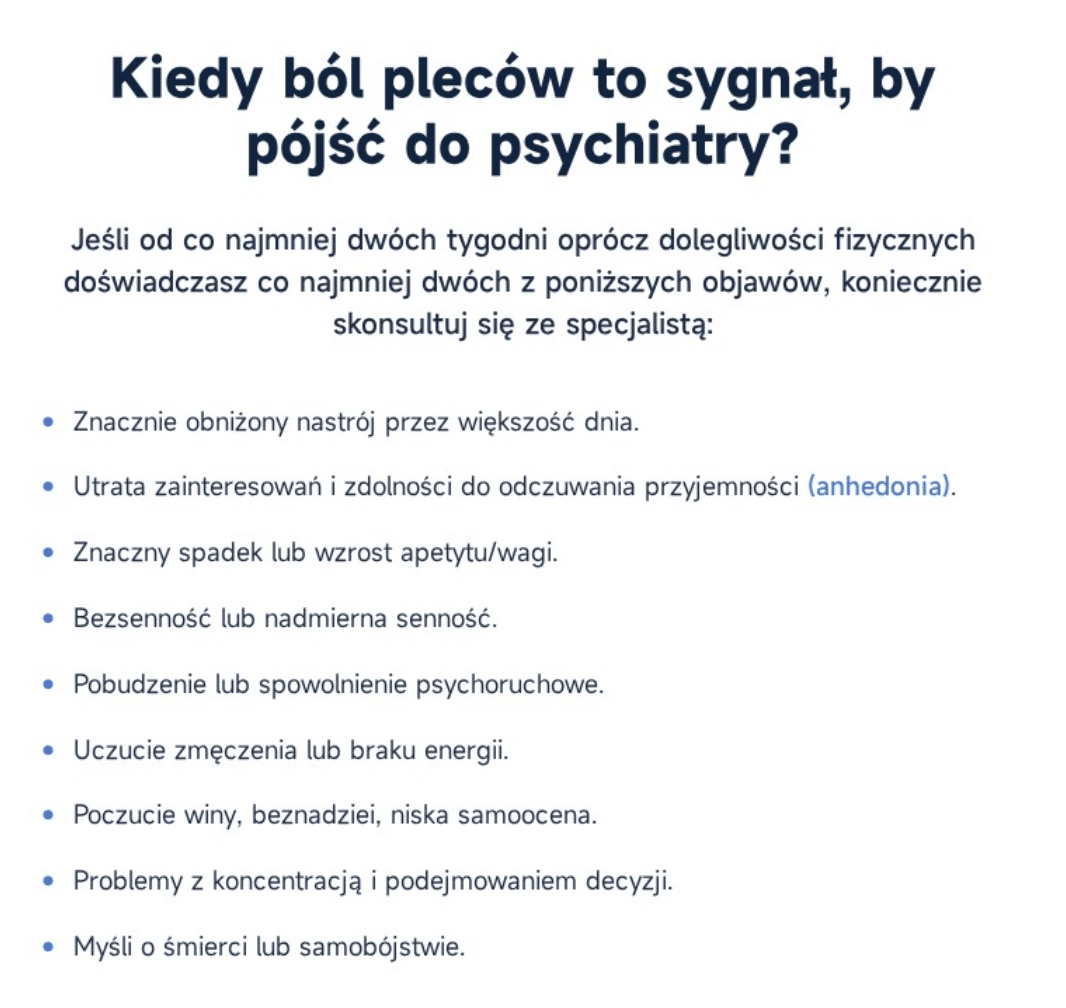 Kiedy ból pleców to sygnał, by pójść do psychiatry?