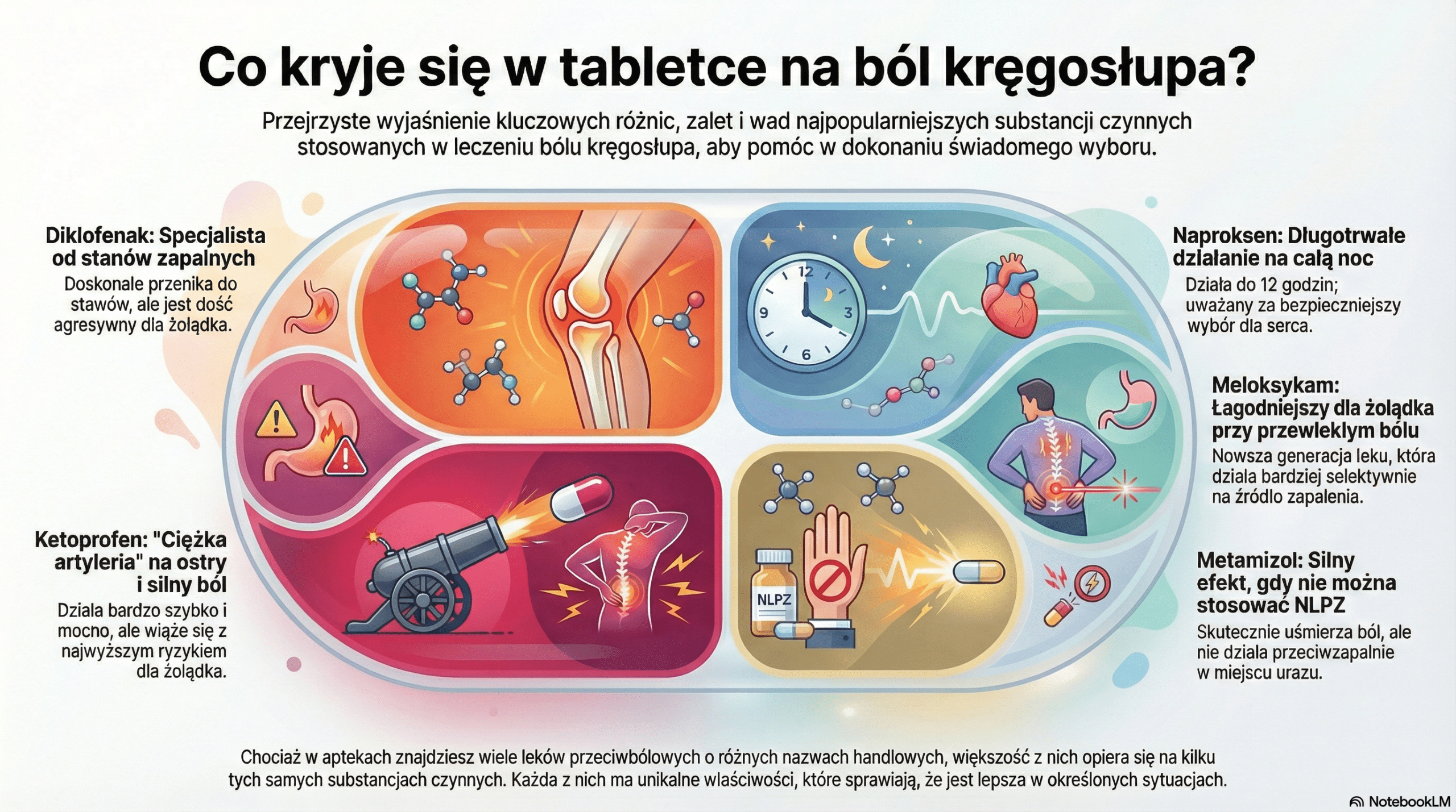 Najpopularniejsze substancje czynne w tabletkach na ból kręgosłupa