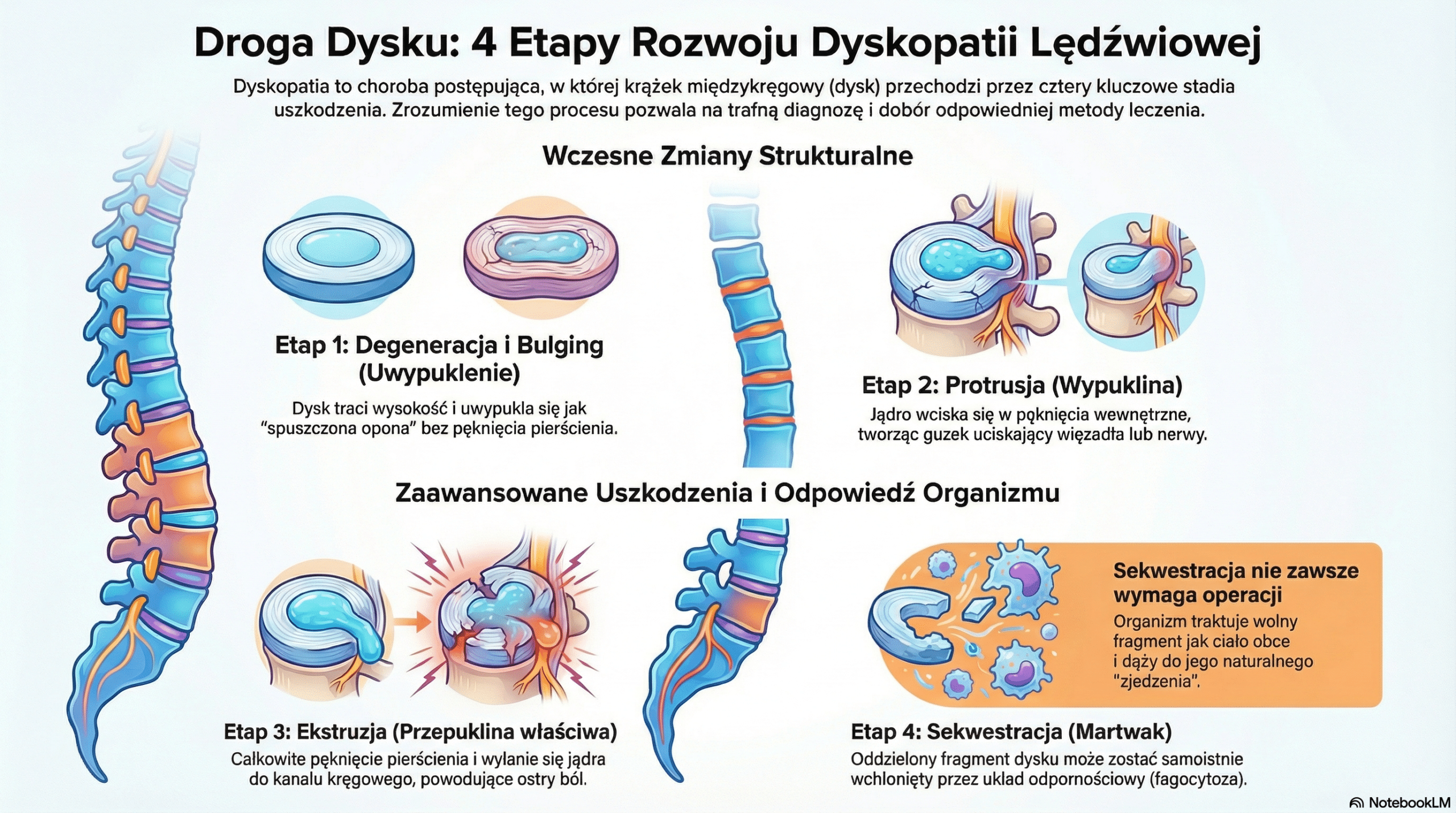 Etapy rozwoju dyskopatii lędźwiowej – Od degeneracji do sekwestracji