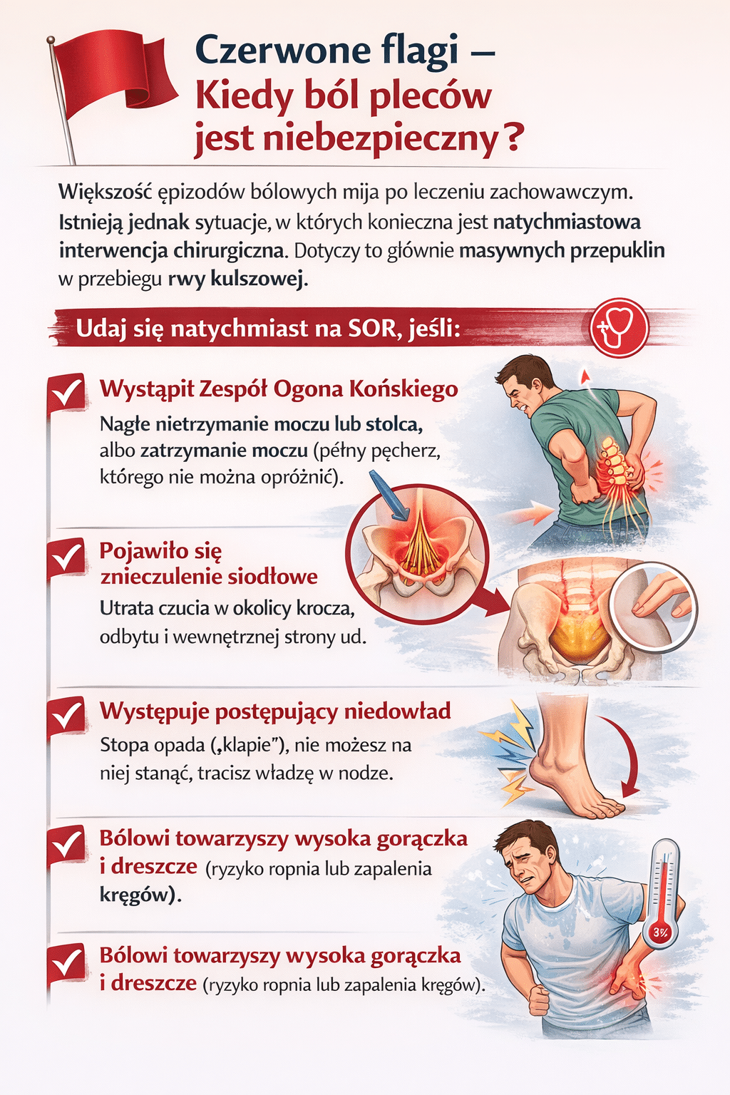 Czerwone flagi – Kiedy ból pleców jest niebezpieczny?