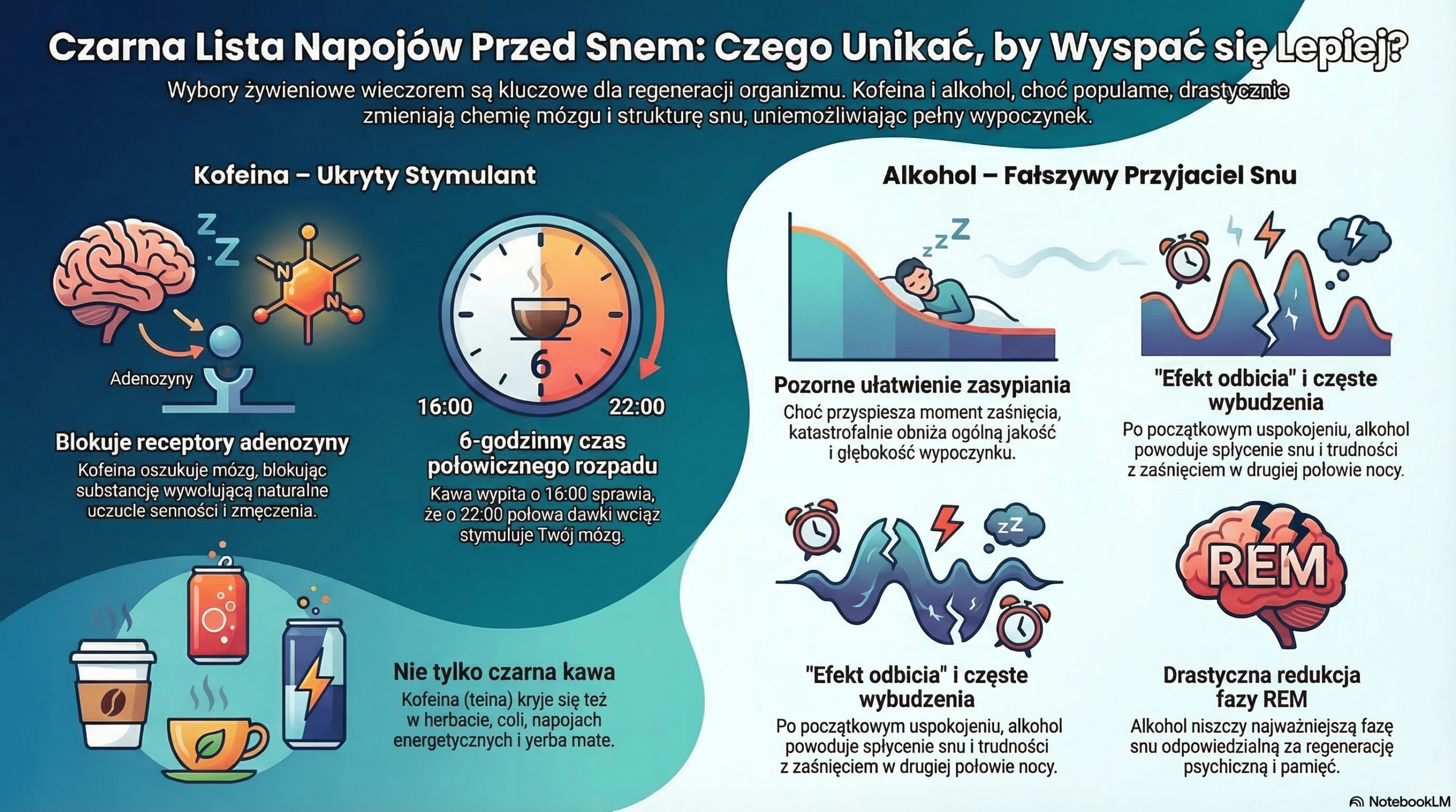 Czego NIE pić przed snem? Czarna lista napojów