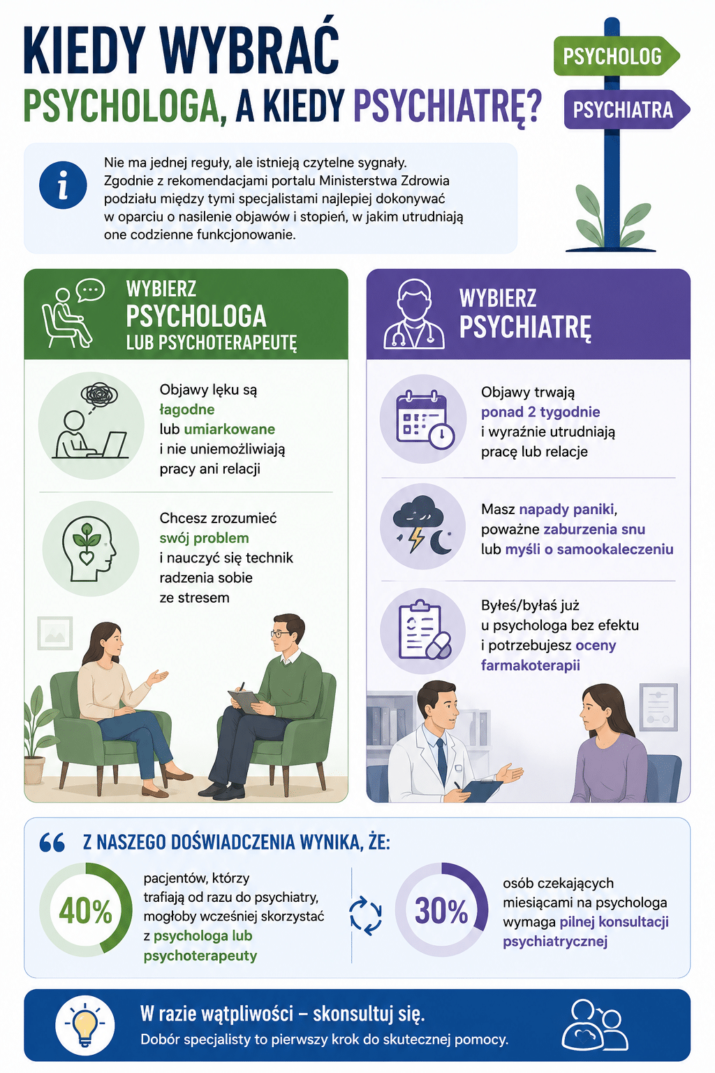 Kiedy wybrać psychologa, a kiedy psychiatrę?